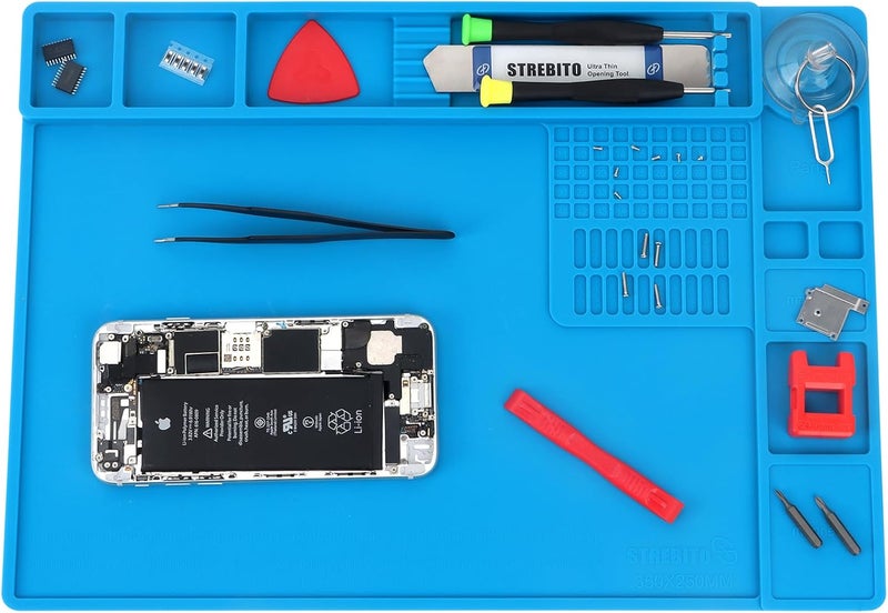 STREBITO Soldering Mat Electronics Repair Mat, Silicone Work Mat Heat Resistant 932°F, Magnetic Mat for Screws and Tools, Solder Mat Silicone Pad for Watch, Phone, Eyeglass, Knife, Size 13.8 "x 9.9" - Image 1